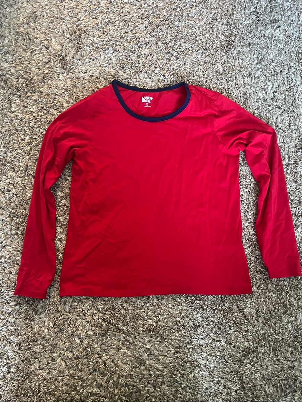 Lands' End women’s long-sleeved pajama top in red